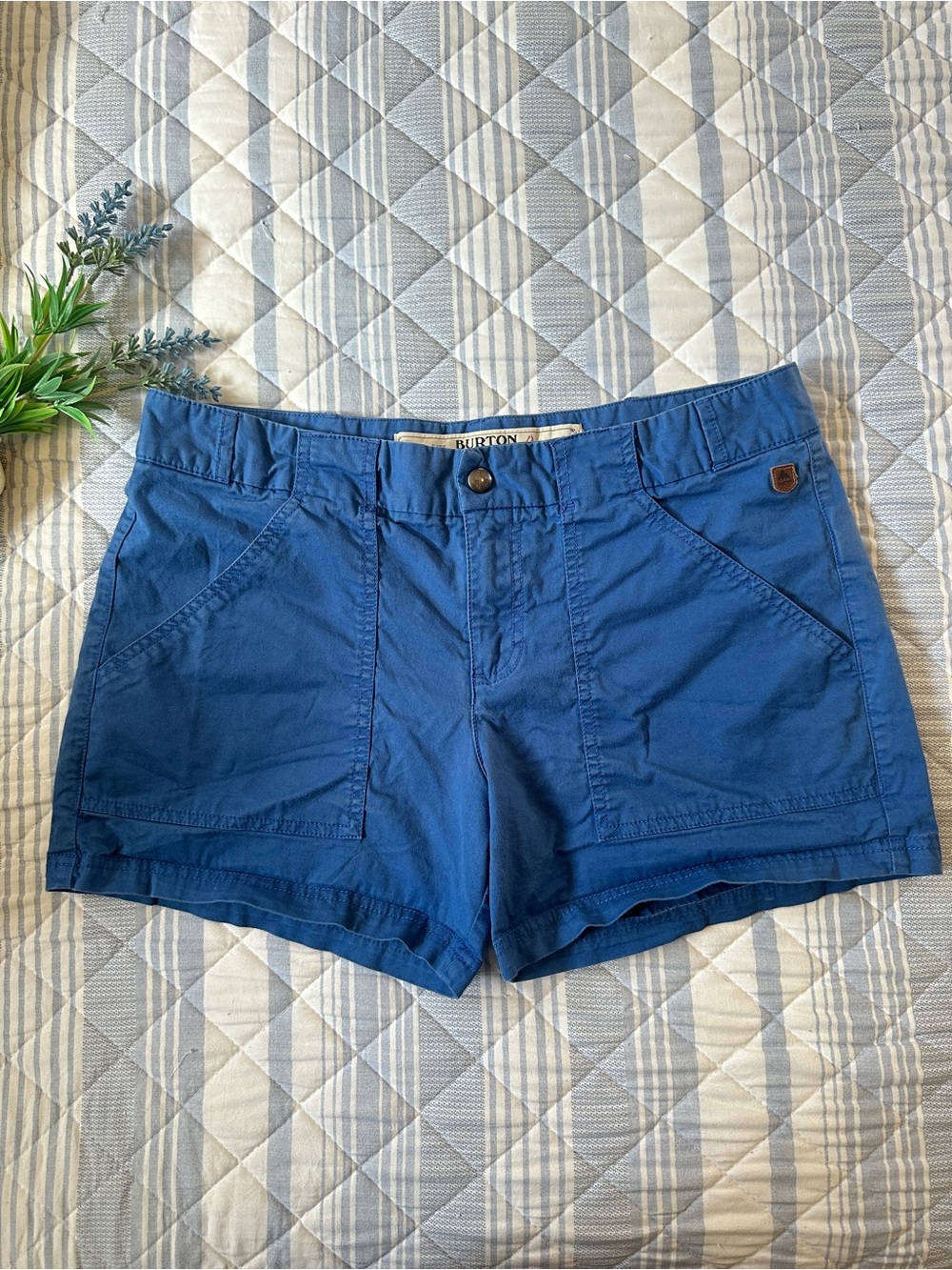 Burton Loco Shorts Size 30 Mid Rise Blue Cotton Cargo Utility